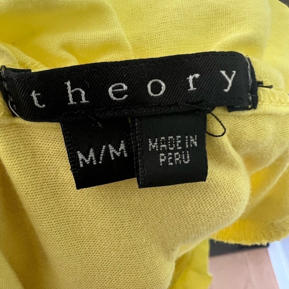 Theory yellow sleeveless ruffle trim cotton blend v-neck top size medium - Picture 4 of 5